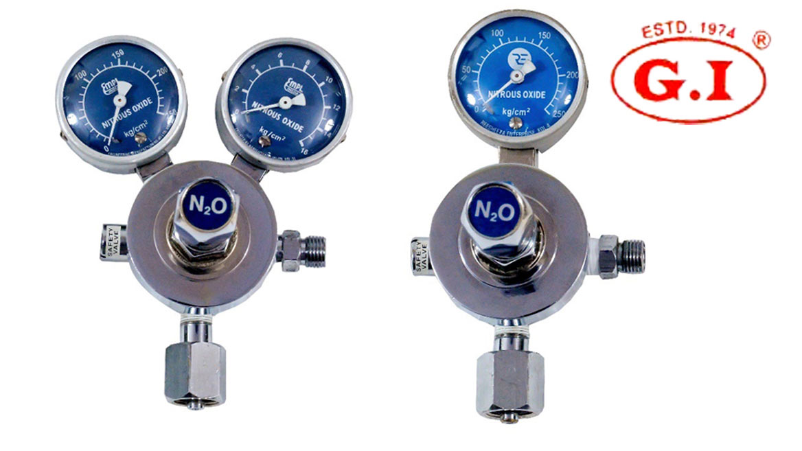 N20 Regulator Single Stage Single & Double Gauge GI-22 & GI-22A