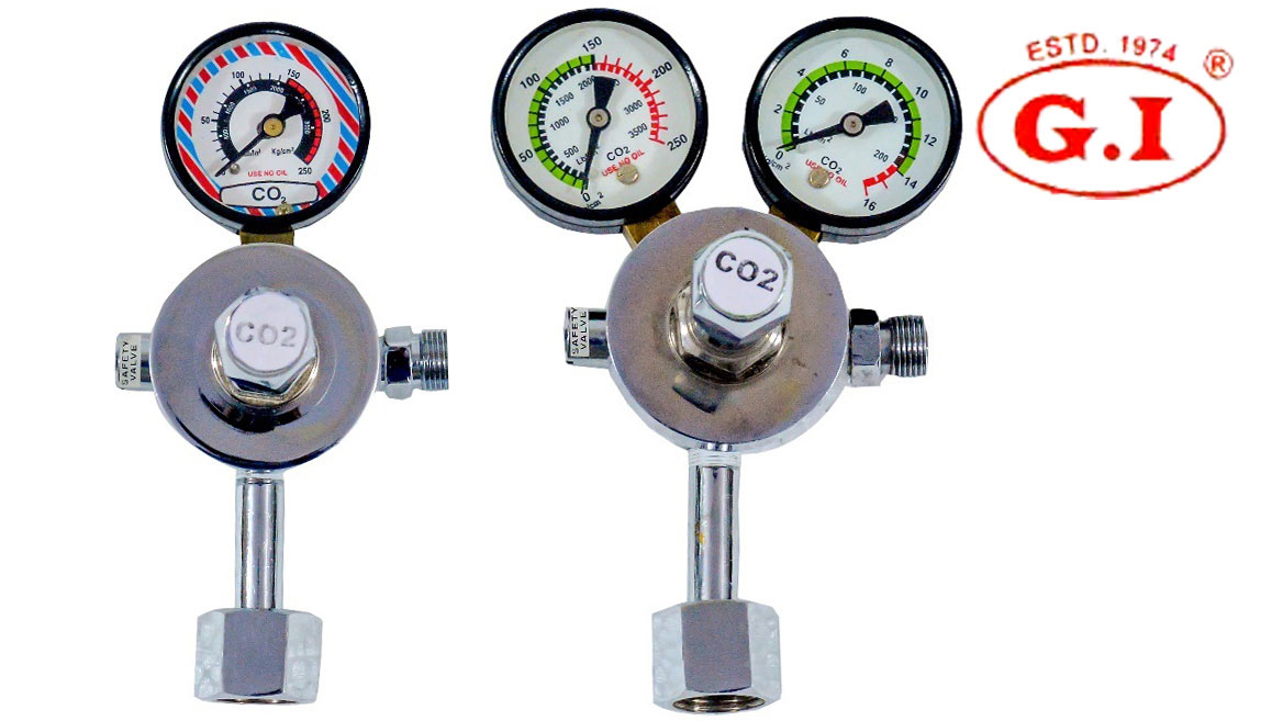 Co2 Regulator Single Stage Single & Double Gauge GI-15 & GI-15A